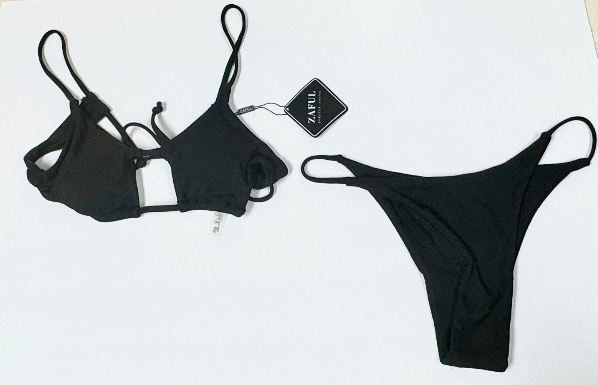 Black Strappy Cutout Bikini Set
