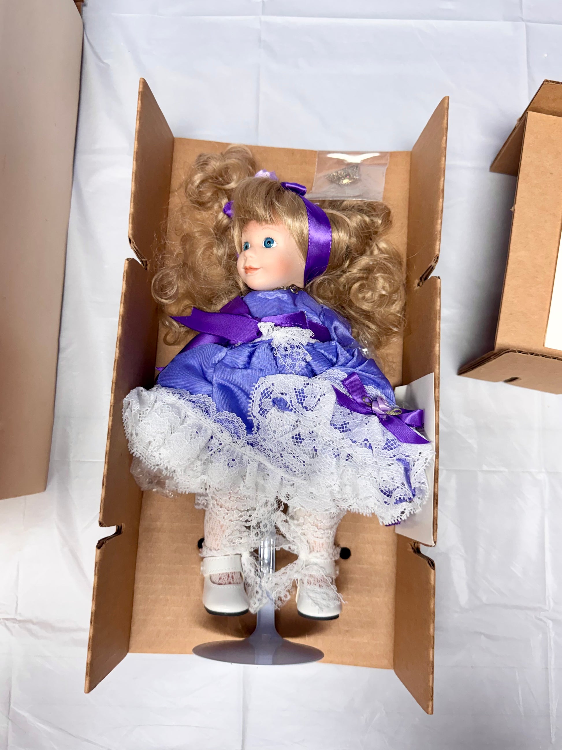The Little Jewel Collection – Blonde Girl in Purple Satin & Lace Gown (COA Included)
