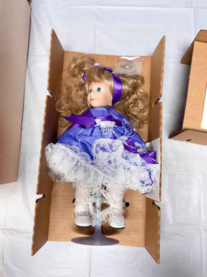 The Little Jewel Collection – Blonde Girl in Purple Satin & Lace Gown (COA Included)
