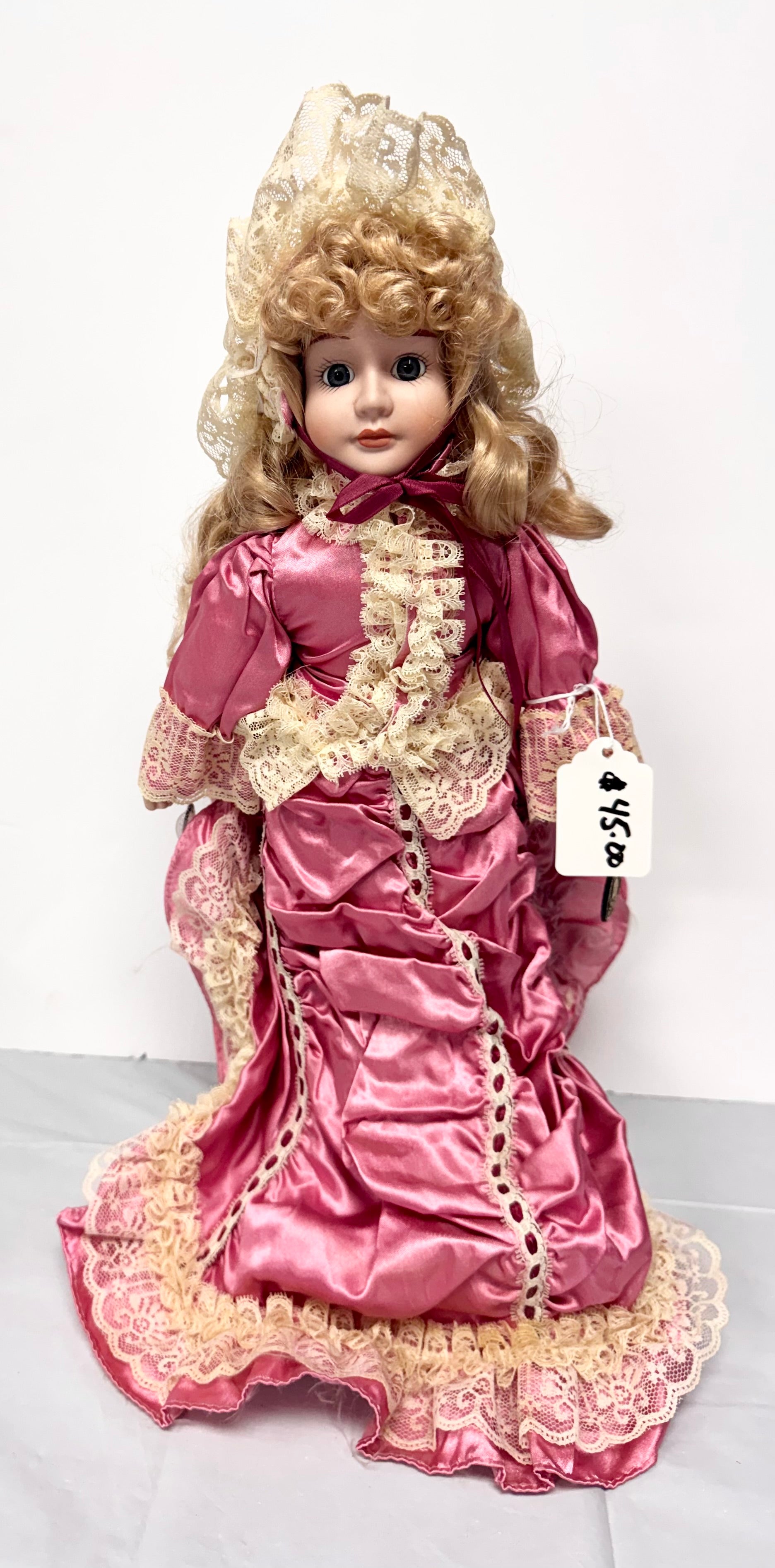Victorian Rose Satin Porcelain Collector Doll – Limited Edition