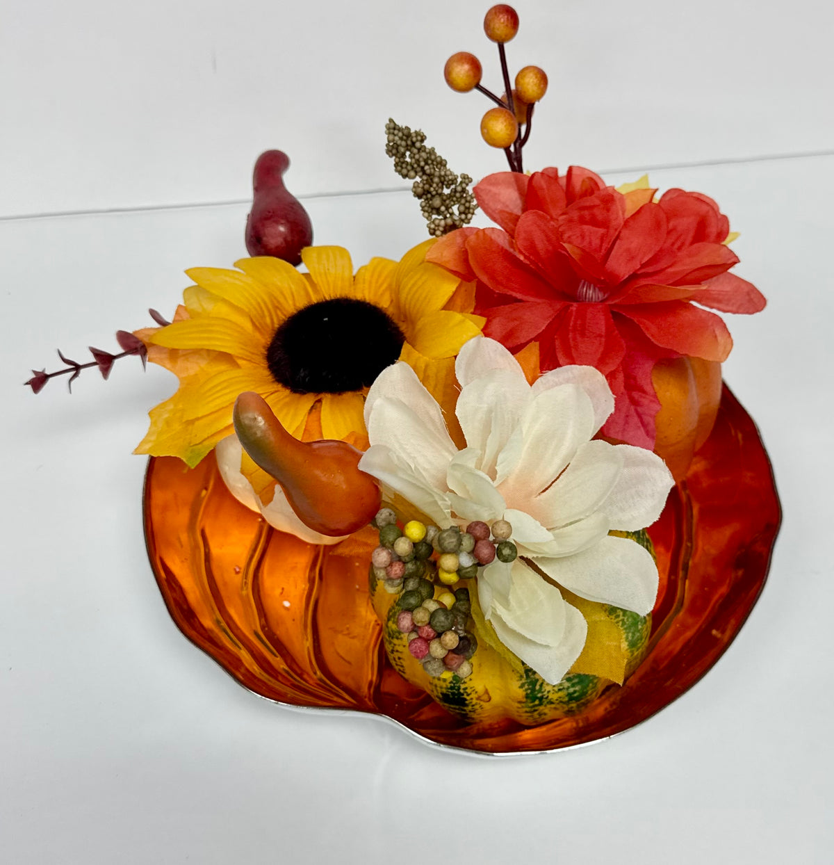 Autumn Orange Pumpkin Centerpiece