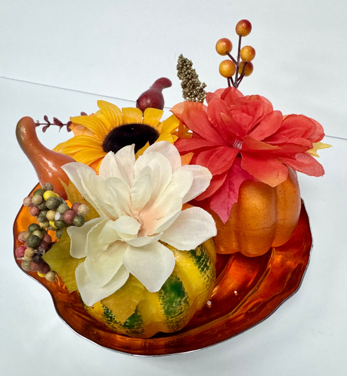 Autumn Orange Pumpkin Centerpiece