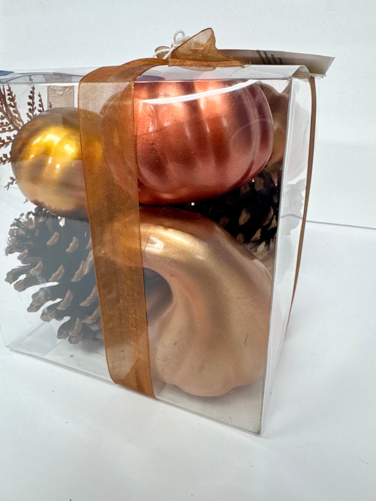 Copper & Gold Autumn Pumpkin and Pinecone Decor Set